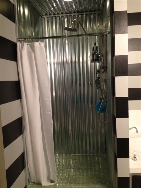 diy corrugated metal shower